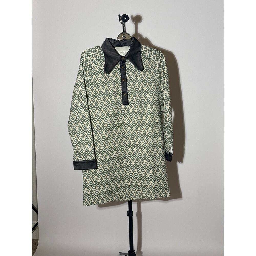 Sister Jane Dream Collection White Green Print with Pin Collar button down | M